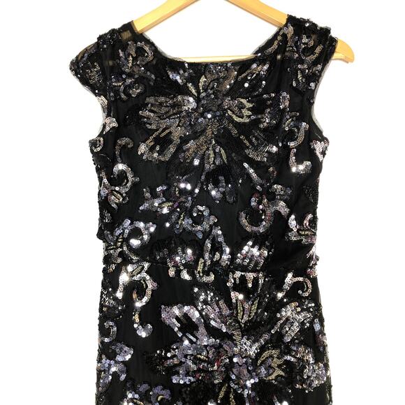 Badgley Mischka Midnight Swirl Gown Maxi Dress 4 - Picture 6 of 13